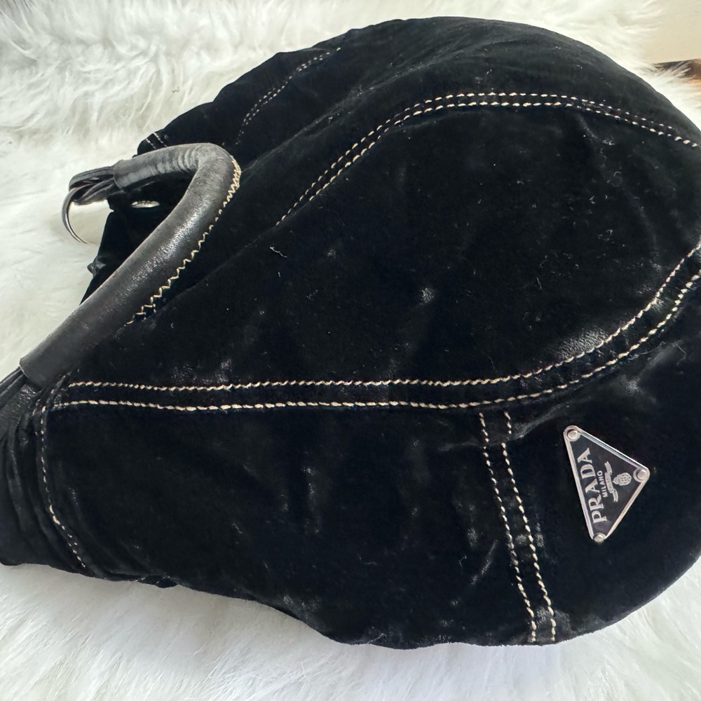 PRADA Black Velvet Women's Hobo Bag - Picture 9 of 12